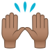 🙌🏽 raising hands: medium skin tone display on JoyPixels